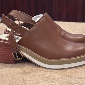 Dolce Vita Brown Leather Slingback Platform Clog